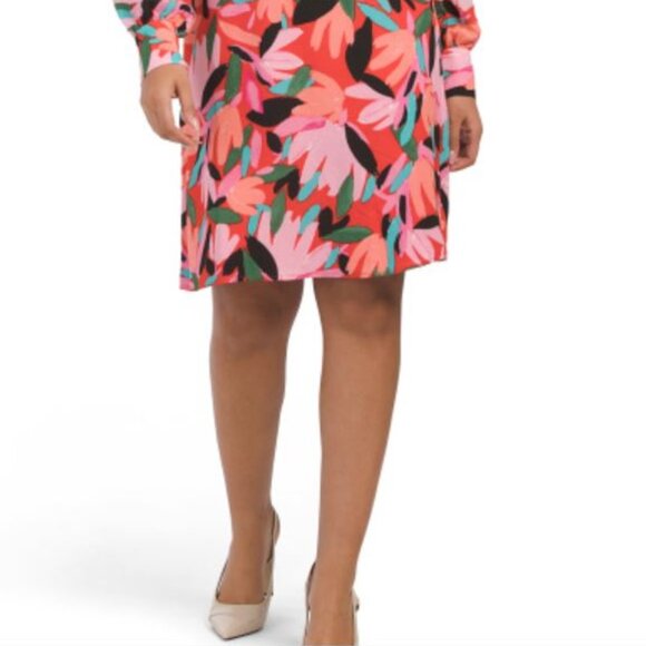 NWT DONNA MORGAN Women's Floral Print Multicolor Mini Dress Long Sleeve Size 10 - Picture 2 of 8